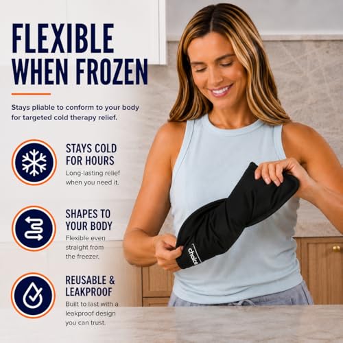2 Pack Large Ice Packs for Injuries | 11" x 14.5" | Hot & Cold Pack | Reusable Gel Pack, Durable Construction, & Flexible When Frozen (Black, 11x14.5 Inch (Pack of 2)) - color: Black, size: 11x14.5 Inch (Pack of 2)