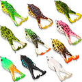 Leitee 10 Pcs Frog Lures - Topwater Frog Lures for Bass & Trout Fishing - Soft Swimbait, Floating Bait with Weedless Multiple Colours for Fresh & Saltwater