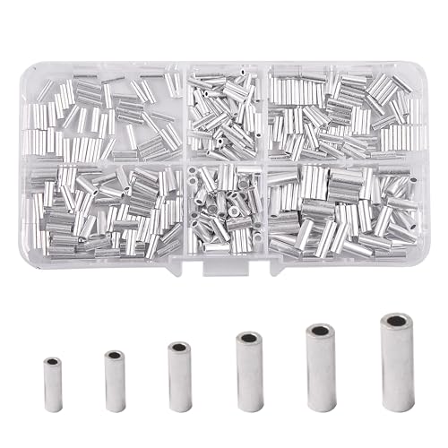 Aluminum Fishing Line Crimp Sleeves, Strong Crimps for Fishing Line Monofilament Saltwater Wire Leader Rigging Rope Cable (400pcs) - color: 400pcs