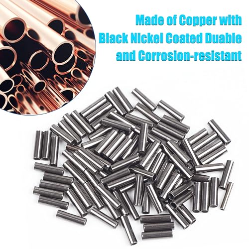 Fishing Wire Single Barrel Crimp Sleeves,100PCS Brass Copper Crimping Sleeve Tubes Fishing Wire Leader Rigging Fish Line Connector Tackle - size: Inside Dia 2.0mm - 100pcs
