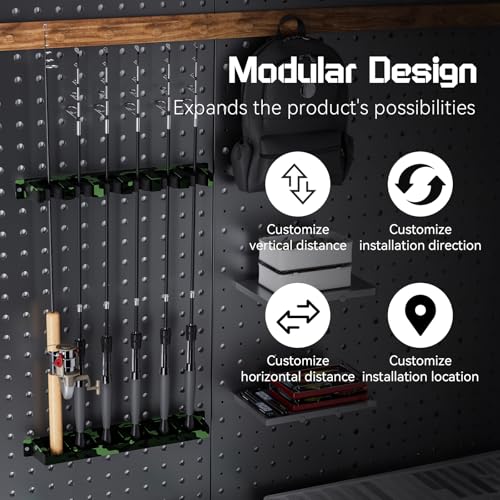Fishing Wood Grain Rod Holder for Garage Fishing Pole Rack Vertical Wall-Mounted Stores 6 Rods or Combos Fits Most Rod Diameters Vertical 1 Pair - color: Wood Grain Vertical 1 pair