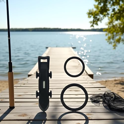 2 Black Different Rubber Rings Magnetic Fishing Hook Keeper Black Fishing Baits Holder Fishing Hook Secure Keeper Holder with Hooks Terminal Tackle and Accessories