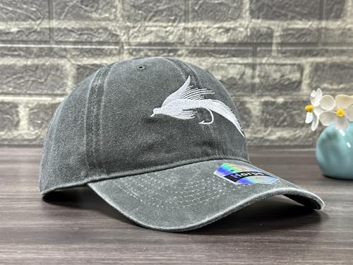 Fishing Baseball Cap for Men Women, Adjustable Embroidered Hat | Fishing Gear, Outdoor Adventure Design, Precision Embroidery Craft, One Size Adjustable Fit - color: Fly Fishing Lures (Washed Army Green)