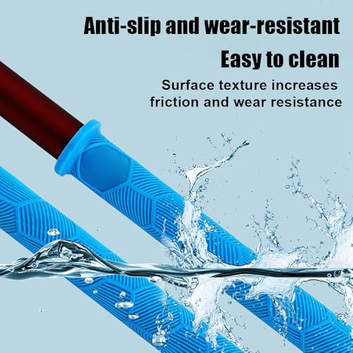 Fishing Rod Handle Cover, Silicone Fishing Pole Tube Sleeve with Non-Slip Design for 13mm-37mm Handle - color: Blue Green