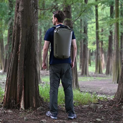 MARCHWAY Floating Waterproof Dry Bag Backpack 5L/10L/20L/30L/40L, Roll Top Sack Keeps Gear Dry for Kayaking, Rafting, Boating, Swimming, Camping, Hiking, Beach, Fishing - color: Army Green, size: 5L