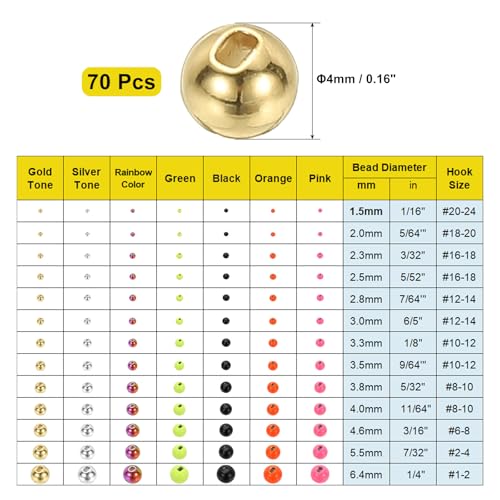 PATIKIL Fly Tying Tungsten Beads, Tungsten Slotted Beads for Fly Tying Jig Hooks - color: Gold Tone, size: 4mm