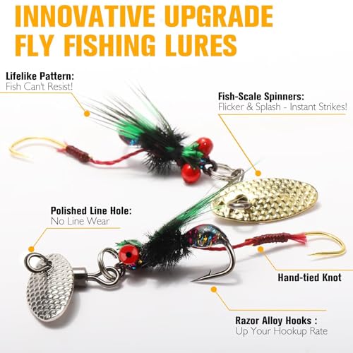 Dovesun Fly Fishing Lures Fly Fishing Flies Wet Fishing Flies Fishing Lures Fishing Spinner for Bass Sunfish Pike Trout 5PCS/10PCS - color: Tandem-5pcs, size: Hook Size 16#