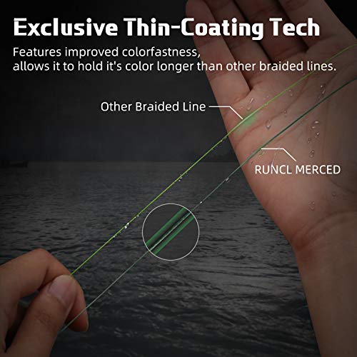 RUNCL Braided Fishing Line Merced, 1000 500 300 Yards Braided Line 4 8 Strands, 6-200LB - Proprietary Weaving Tech, Thin-Coating Tech, Stronger Smoother for Freshwater Saltwater - color: Moss Green, size: 12lb/300yards (4 Strands)