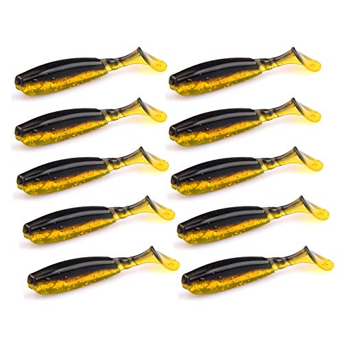 2.16in PVC Artificial Crappie Bass Bait with Paddle Tail 0.08oz.Shad Swimbaits 10-Pack Soft Baits Sea Ocean River Lake Streams Catfish Trout Pike Snapper Walleye - color: A 10pcs