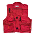 Men Mesh Breathable Multi-Pocket Vest Outdoor Travelers Fly Fishing Photography - color: Red, size: X-Small