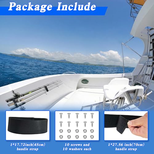 2 Pcs Fishing Rod Straps for Boat Deck Rod Holders One Long One Short, Fishing Pole Sleeve Wrap Rod Waterproof Fishing Accessories for Securing Boat and Anglers Outdoor Included 10 Screws 10 Gaskets