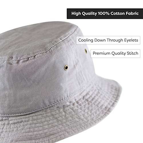 Cotton Bucket Hat Packable Sun Hat – Unisex Summer Travel Beach Fisherman Hat for Men Women Outdoor Fishing Hiking - color: Grey, size: Large-X-Large