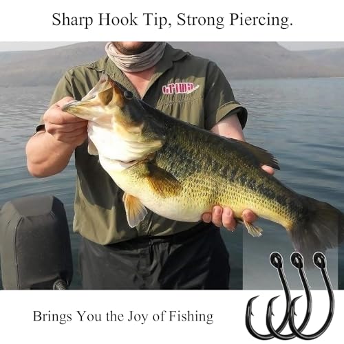 10PCS High-Carbon Steel Circle Hooks Barbed Fishing Hooks with Holes, Freshwater and Saltwater Fishing Hooks for Tuna, Catfish, Bass - size: 4/0