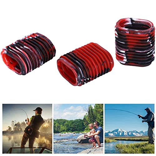 HERCHR Fishing Reel Grip, 5 pcs Non-Slip Rubber Universal Casting Spinning Fishing Rod Sleeve Baitcaster Knob Covers Fishing Reel Handle Grip - color: Red