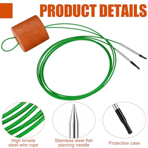2 Pcs Fishing Stringer Heavy Duty with Float, Fish Stringer System, 15 ft 550lbs Fishing Holder with Metal Needle, Durable Rubber for Caught Fish Freshwater Saltwater Angling - color: Green