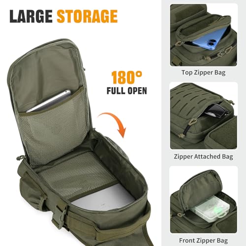 HUNTVP Fishing Sling Bag Lightweight Tackle Bag Small Fishing Backpack Tactical Shoulder Sling Bags with Rod Holder, Storge Gear and Equipment, Gifts for Men (Army Green) - color: Army Green