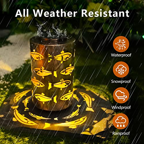 HONGLAND Solar Lanterns Outdoor Father Day Birthday Gifts for Women, Waterproof Hollowed-Out Fish Design with Warm White LED, Auto On/Off Solar Hanging Lights for Garden, Patio, Porch Decor - color: Fish