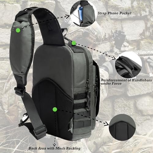 NICGID Tactical Sling Bag Pack Military Rover Shoulder Sling Backpack EDC Molle Assault Range Bag - color: Grey-808-1, size: 13.3 inch