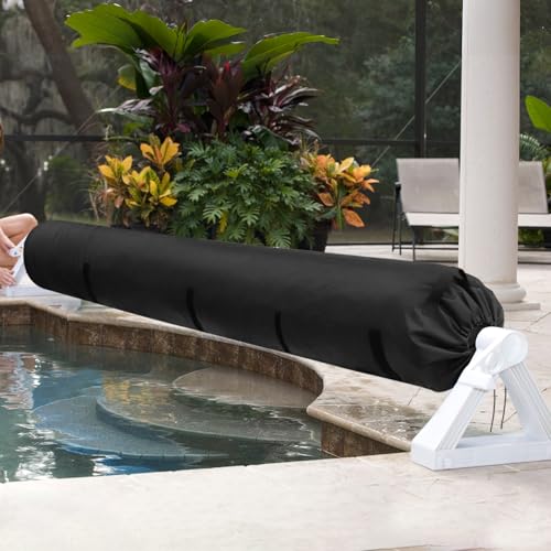 Pool Solar Reel Cover with Adjustable Strap, 420D Waterproof Heavy Duty Solar Blanket Protective Cover for Above Ground and Inground Swimming Pool (Black, 20 Ft) - color: Black, size: 20 FT