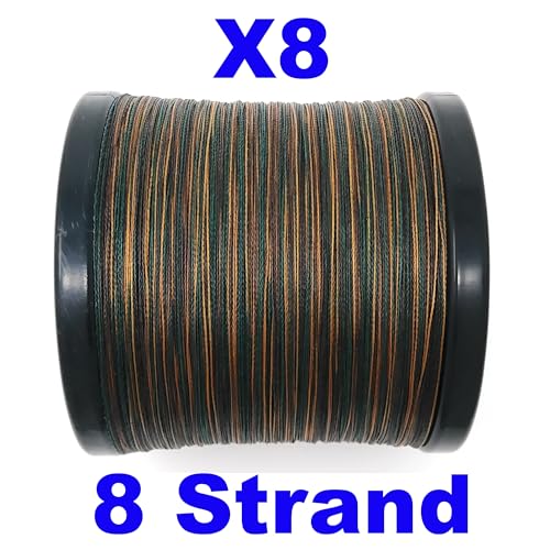 Reaction Tackle Braided Fishing Line - Pro Grade Power Performance for Saltwater or Freshwater Fish - Colored Fishing Line Braid for Extra Visibility - color: X8 Green Camo, size: 15 Lb (1000 Yards)