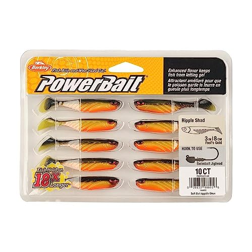 Berkley PowerBait Ripple Shad Fishing Soft Bait - color: Fool's Gold, size: 3"