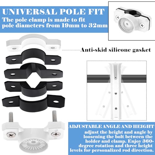 Seenelling Fishing Rod Holder for Bike Rack Pole Mount Rotatable Fishing Chair Pole Holders with Clamp for Boat Bicycle Motorcycle Kayak Cart - color: White