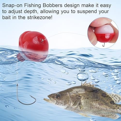 Fishing Bobbers Tackle Kit, 80pcs Beginners Equipments Included Fishing Bobbers Hooks Sinkers Weights Basic Starter Kit for Trout Bass Catfish Panfish
