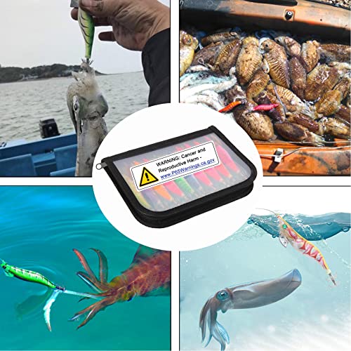 Squid Jigs Saltwater Shrimp Fishing Lures 10pcs Glow Squid Jig Baits Artificial Luminous Fishing Lures Kit for Octopus Cuttlefish - size: 3.0#-10PCS