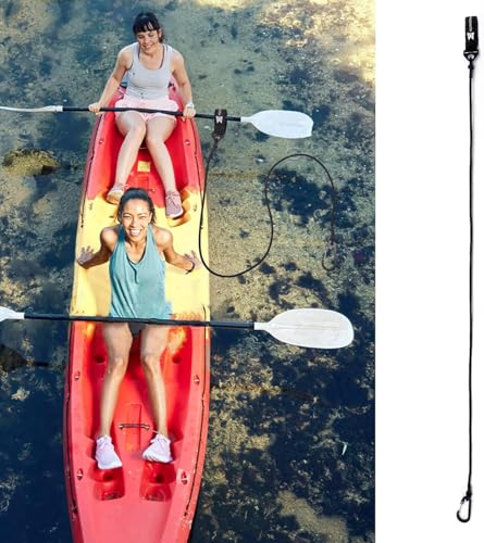 Kayak Paddle Leash, Paddle Leash Lightweight Coiled Kayak Rod Leashes for SUP Kayaking Canoing Fishing Boating - color: Black - 4 Pack