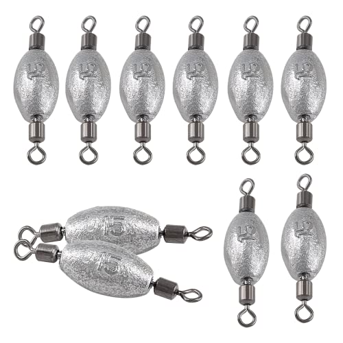 Hitefu Fish Weight Sinkers, Inline Weights Lead Fishing Weights Trolling Sinkers, Egg Sinkers for Bottom Fishing (3/8, 1/2, 3/4oz) - size: 1/2oz