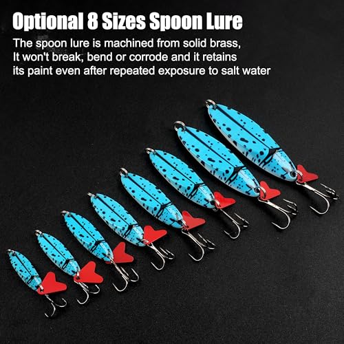 Fishing Lures Casting Spoon Lure, 5pcs Hard Metal Spoon Fishing Lures for Trout Bass Crappie Pike Walleye Saltwater Freshwater Fishing Gear 3/16oz-2oz - color: Painted-B, size: 3/8oz(10g)