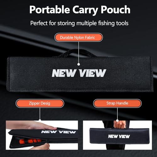 NEW VIEW 9pc & 10pc Professional Fishing Gear Tool Kit - Saltwater & Ice Fishing Tools Set - Corrosion Resistant Fishing Pliers Knife Scissors Gripper Kit with Fishing Gear Carrying Case