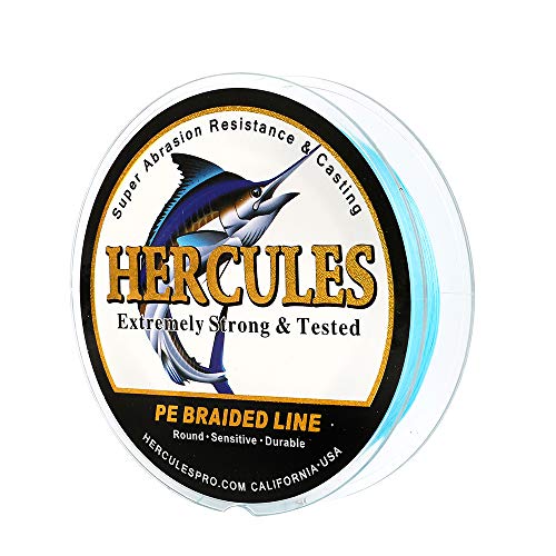 HERCULES Cost-Effective Super Cast 8 Strands Braided Fishing Line 10LB to 300LB Test for Salt-Water,109/328/547/1094 Yards(100M/300M/500M/1000M),Diam.#0.12MM-1.2MM,Hi-Grade Performance,Variety Colors - color: Blue, size: 10LB-0.12MM-1640YDS(1500M)-8 STRAN