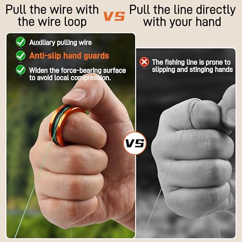 Fishing Lines Puller Ring, Lines Dragger Alloy Ring Shocked Absorption Hand Protecting Rings Assist Device for Leader Line and Hook Knots Adults Beginners Enthusiasts - color: Silver-2pcs