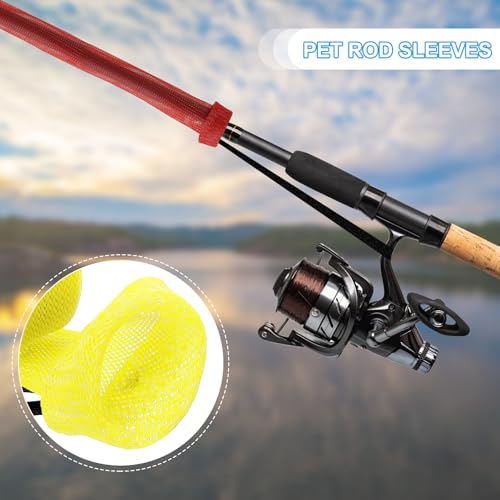 PATIKIL Rod Sock, Fishing Rod Sleeve Cover Braided Mesh Pole Protector Gloves Fishing Tools Flat End for Spinning Fishing Rod Fly Rod Ice Rod Casting Rod - color: Yellow, size: 67 Inch