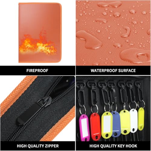 Sdstone Zippered Key Organizer Case Waterproof and Fireproof Key Binder with 60 Hooks and Tags Portable Key Storage, Key Box Organizer for Offices Real Estate Agencies Hotels and Rental Management - color: Brown, size: 60