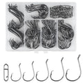 Circle Hooks Freshwater Saltwater Fishing Hooks 2X Strong High Carbon Steel Offset Catfish Fishing Hooks, Variety of Different Sizes - color: 160pcs hooks clips kit