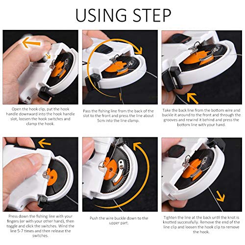 Automatic Fishing Hook Tier Tool - Fast Electric Hook Line Tying Device Machine with PC ABS Shell for Fishing Hooks and Lures (Battery Powered)