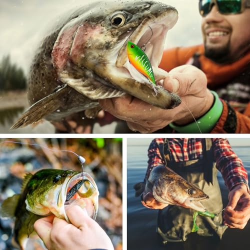 329PCS Fishing Lures Kit Bass Fishing Tackle Box with Tackle Included Fishing Gear Accessories Set with Soft Lure, Pliers, Hooks, Spoons, Jigs, Swivels, Frog, Weights Freshwater&Saltwater Gift Choice