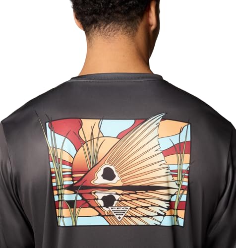 Columbia Men's Terminal Tackle PFG Fish Shine Long Sleeve - color: Shark/Pfg Redfish Shine, size: Large