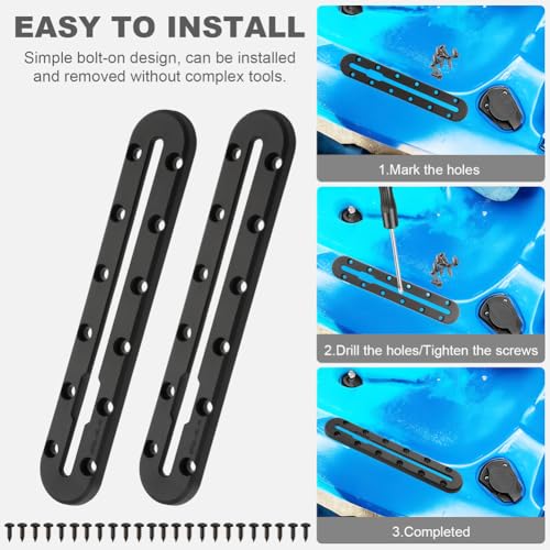 4PCS Kayak Track, Kayak Low Profile Track for Fishing Rod Holder, Kayaks Tracks Accessories, Kayaks Mount Tracsk, for Fishing Rod, Cup Holder, Paddle Holders, Anchor Cleats(Size:M) - size: Medium