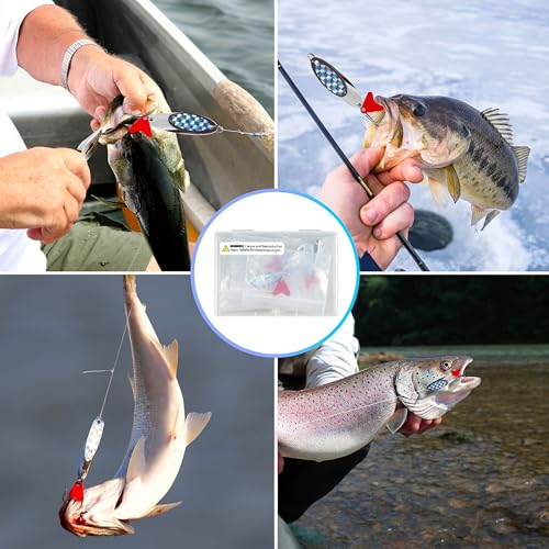 Fishing Lures Casting Spoon Lure, 5pcs Hard Metal Spoon Fishing Lures for Trout Bass Crappie Pike Walleye Saltwater Freshwater Fishing Gear 3/16oz-2oz - color: Silver-red heart, size: 1/2oz(14g)