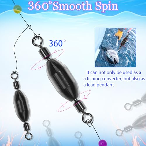 20Pcs Fishing Weights Swivel Brass Sinkers Fishing Weights Saltwater Freshwater Bullet Sinkers Fishing Weight with Swivel Rolling - size: 1/4oz-20pcs
