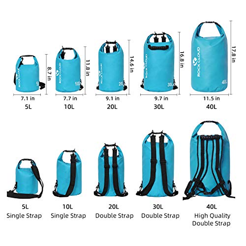 ROCK CLOUD Dry Bag Waterproof 20L Dry Sack for Kayaking Rafting Boating Beach Surfing Swimming Canoe Camping Hiking Fishing Ski, Lake Blue - color: Lake Blue, size: 20L