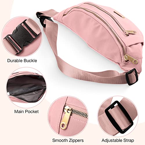 3 Pcs Waterproof Fanny Packs for Women and Men Waist Pack with Adjustable Strap Waist Pouch for Sports Running Exercise Walking Travel - color: Black, Yellow, Pink