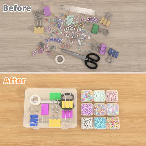 Mathtoxyz Bead Organizer Box(Red,Yellow,Blue), 93Pcs Small Bead Organizers and Storage Plastic Cases Mini Clear Containers Boxes with Hinged Lid and Rectangle for Bracelet Making DIY Jewelry Craft - size: BlueRedYellow - 3P