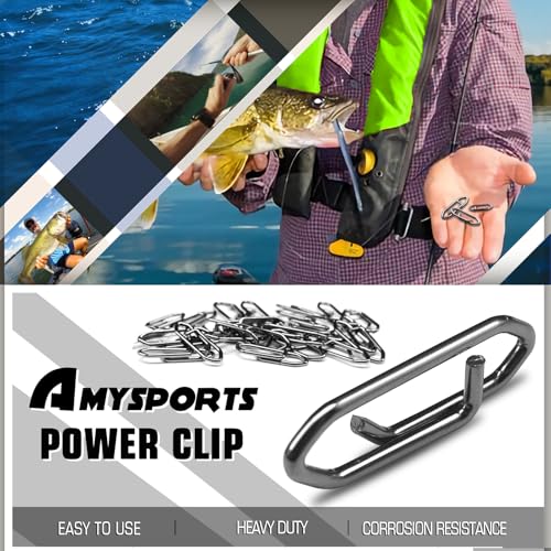 AMYSPORTS High Strength Fishing Snap Saltwater Stainless Connector Snaps Swivels Tackle Steel Power Fishing Clip Lure Quick Change Black Nickel - size: Size2 (66lb) 50 pcs