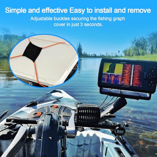 Thickened Fishing Finder Cover Straps, Adjustable Fish Finder Bungee for Securing Graph Cover for Travel - color: Black,Green,Blue