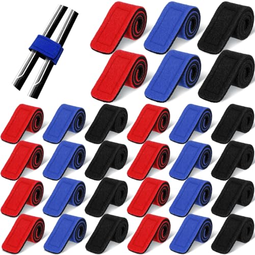 Wettarn 30 Pcs Fishing Pole Straps Fishing Rod Wrap Elastic Pole Carrier Rod Ties Stretchy Holder for Gear and Equipment Casting Rods Holder Strap Belt - style: Black, Red, Blue