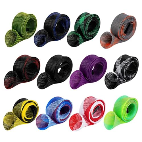 Yontree 6/12 Pack Fishing Rod Sleeve, Fishing Rod Cover Braided Mesh Rod Sleeves Socks, Fishing Pole Sleeve for Spinning/Casting/Sea/Fly Fishing Rod - color: twelve colors